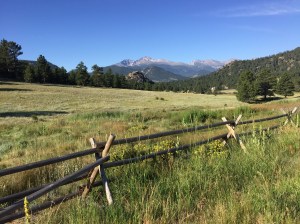 Rocky Mountain National Park as seen from the course