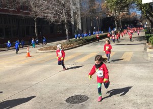 Young runners in Birmingham - each grade level wore different colored shirts
