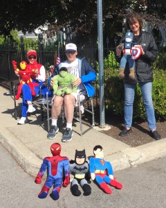 Super Hero corner along the Coeur d'Alene race course